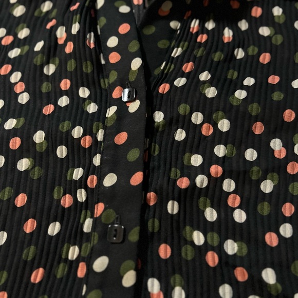 ASOS Womens Pleated Polka Dot 18/20W Blouse Black Sheer Bell Sleeve Flowy Top - Picture 12 of 13